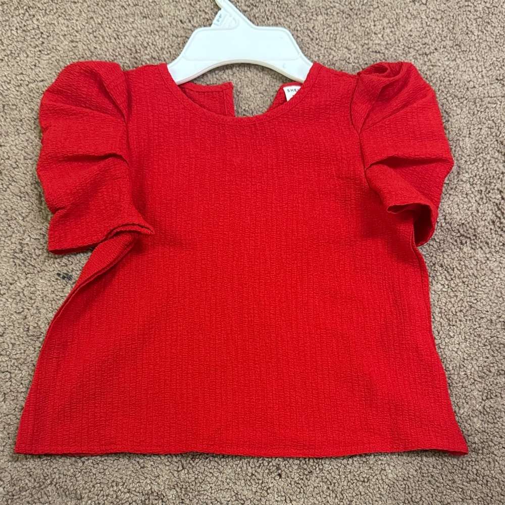 Red Kids Ruffle Sleeve Top
